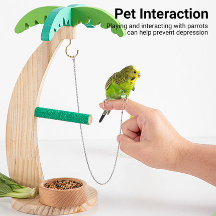 Parrot Wooden Coconut Tree Stand Toy for Small Medium Parrots Budgies Bird Cage