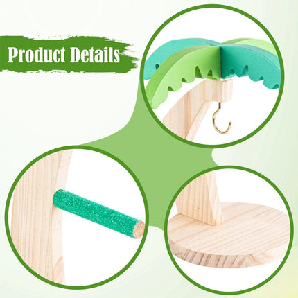Parrot Wooden Coconut Tree Stand Toy for Small Medium Parrots Budgies Bird Cage