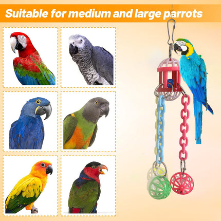 Parrot Chew Bell Ball Toy For Bird Cage Perch Stand Multicolour Hanging Decor