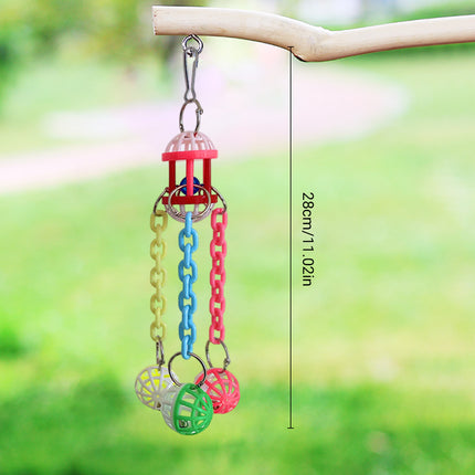 Parrot Chew Bell Ball Toy For Bird Cage Perch Stand Multicolour Hanging Decor