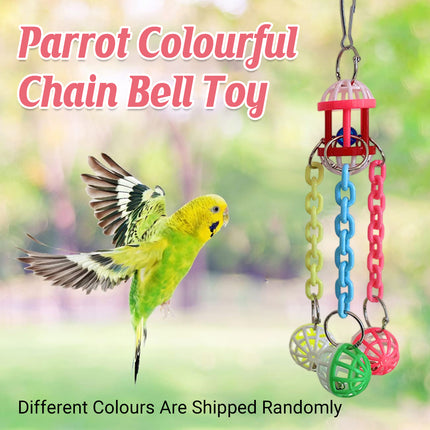 Parrot Chew Bell Ball Toy For Bird Cage Perch Stand Multicolour Hanging Decor