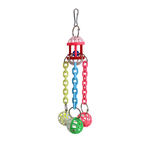 Parrot Chew Bell Ball Toy For Bird Cage Perch Stand Multicolour Hanging Decor