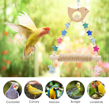 Colorful Parrot Swing Bird Perch Stand Stick Play Toy For Small Medium Parrots