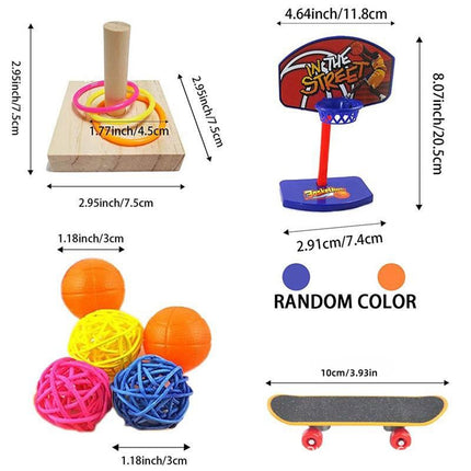 4PCS Parrot Toy Suit Educational Trolley Ring Training Swing Gnawing Toy Durable