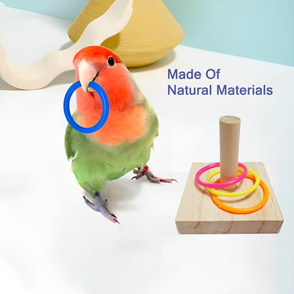 4PCS Parrot Toy Suit Educational Trolley Ring Training Swing Gnawing Toy Durable