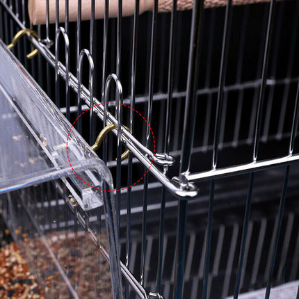 Acrylic No Mess Parrot Feeder Automatic Bird Cage Seed Feeding Box with Perch
