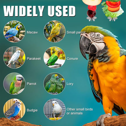 Parrot Foraging Toy Wooden Hanging Fruit Fork Stand Bird Cage Accessory Chew Toy