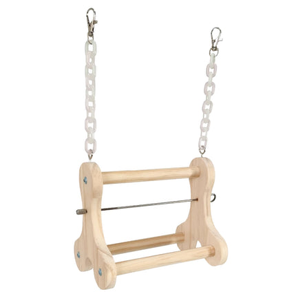 Parrot Foraging Toy Wooden Hanging Fruit Fork Stand Bird Cage Accessory Chew Toy