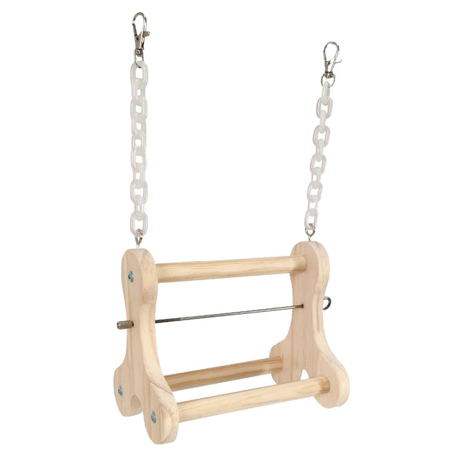 Parrot Foraging Toy Wooden Hanging Fruit Fork Stand Bird Cage Accessory Chew Toy