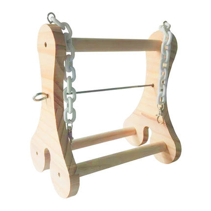 Parrot Foraging Toy Wooden Hanging Fruit Fork Stand Bird Cage Accessory Chew Toy