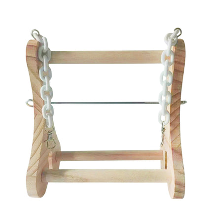 Parrot Foraging Toy Wooden Hanging Fruit Fork Stand Bird Cage Accessory Chew Toy