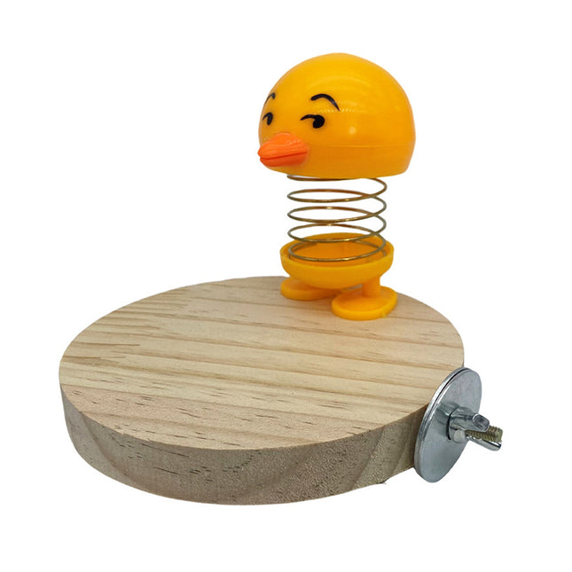 Parrot Bird Stand Perch Spring Chick Sound Toy Wooden Platform for Small Birds