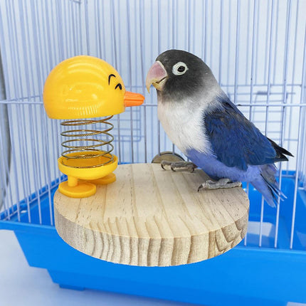 Parrot Bird Stand Perch Spring Chick Sound Toy Wooden Platform for Small Birds