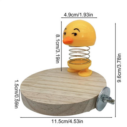 Parrot Bird Stand Perch Spring Chick Sound Toy Wooden Platform for Small Birds
