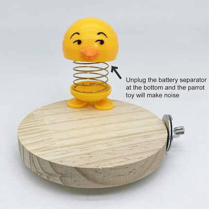 Parrot Bird Stand Perch Spring Chick Sound Toy Wooden Platform for Small Birds