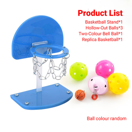 Parrot Interactive Training Toy Bird Shooting Mini Basket Pet Basketball Stand