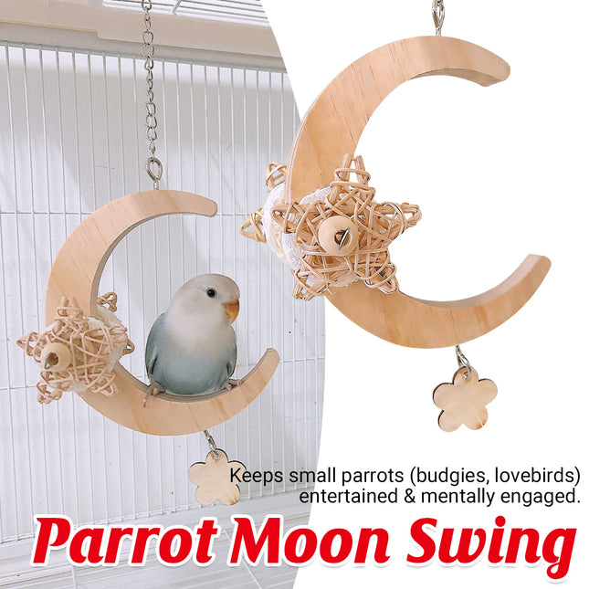 Parrot Moon Swing Bird Cage Decor Hanging Ring Toy For Cage Enrichment Play Use