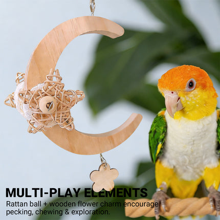 Parrot Moon Swing Bird Cage Decor Hanging Ring Toy For Cage Enrichment Play Use