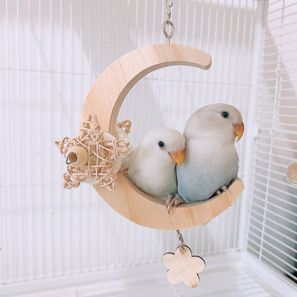 Parrot Moon Swing Bird Cage Decor Hanging Ring Toy For Cage Enrichment Play Use