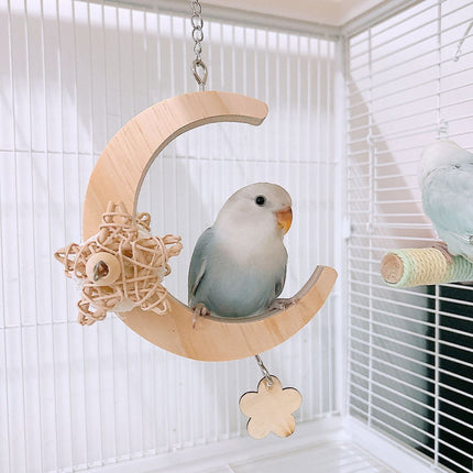 Parrot Moon Swing Bird Cage Decor Hanging Ring Toy For Cage Enrichment Play Use