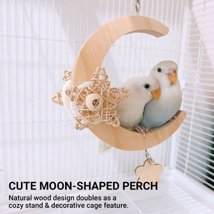 Parrot Moon Swing Bird Cage Decor Hanging Ring Toy For Cage Enrichment Play Use