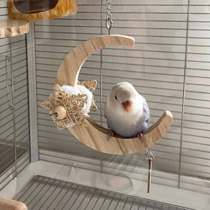 Parrot Moon Swing Bird Cage Decor Hanging Ring Toy For Cage Enrichment Play Use