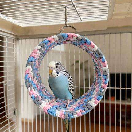 Parrot Round Hammock Swing Woven Rope Bird Cage Perch Budgie Sugar Glider