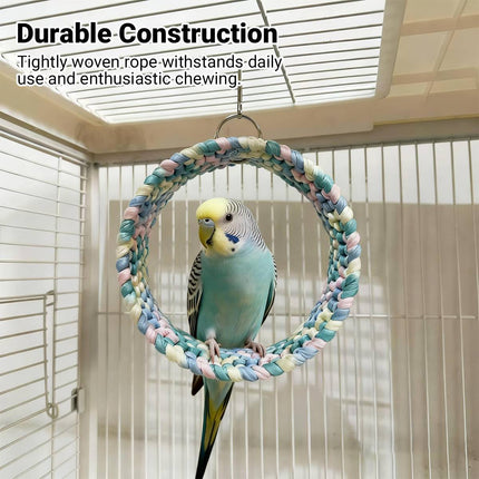 Parrot Round Hammock Swing Woven Rope Bird Cage Perch Budgie Sugar Glider