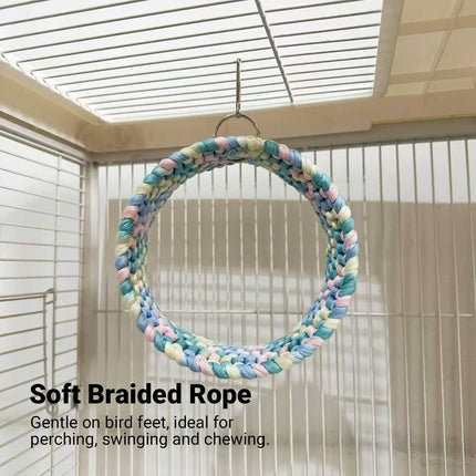 Parrot Round Hammock Swing Woven Rope Bird Cage Perch Budgie Sugar Glider