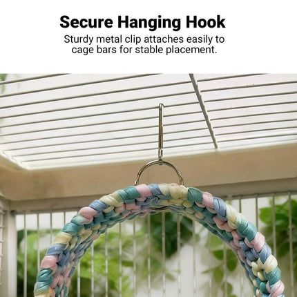 Parrot Round Hammock Swing Woven Rope Bird Cage Perch Budgie Sugar Glider
