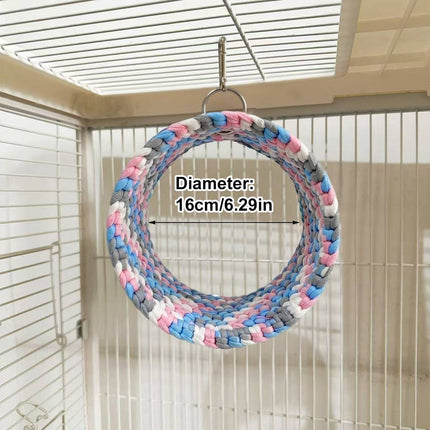 Parrot Round Hammock Swing Woven Rope Bird Cage Perch Budgie Sugar Glider