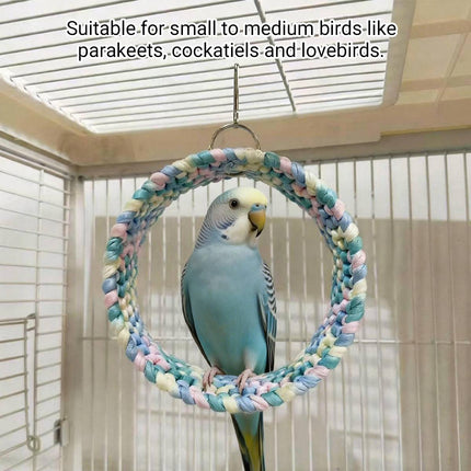 Parrot Round Hammock Swing Woven Rope Bird Cage Perch Budgie Sugar Glider