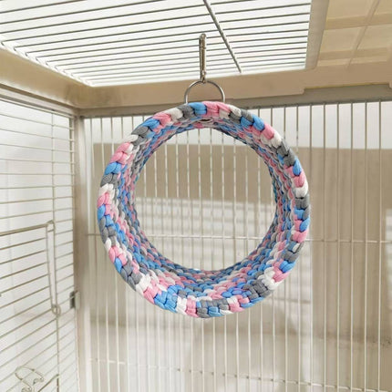 Parrot Round Hammock Swing Woven Rope Bird Cage Perch Budgie Sugar Glider