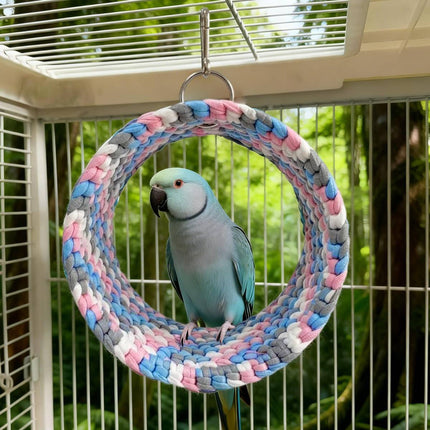 Parrot Round Hammock Swing Woven Rope Bird Cage Perch Budgie Sugar Glider