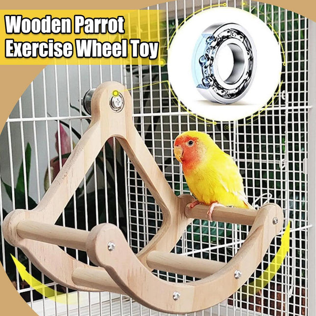 Parrot Wooden Running Wheel Toy Exercise Sport Toy for Parrots Birds Play
