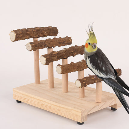 Pepper Wood Ladder Parrot Stand Bird Toy Perch Cage Accessory for Birds And Pets