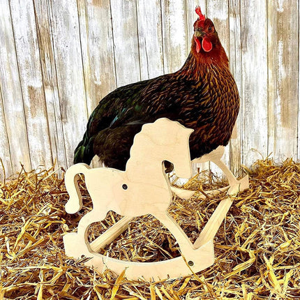 Parrot Stand Wooden Horse Shape Pet Chicken Perch Platform Bird Cage Training