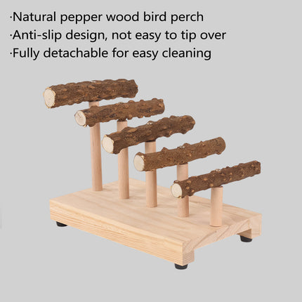 Pepper Wood Ladder Parrot Stand Bird Toy Perch Cage Accessory for Birds And Pets