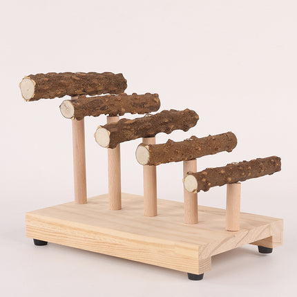 Pepper Wood Ladder Parrot Stand Bird Toy Perch Cage Accessory for Birds And Pets