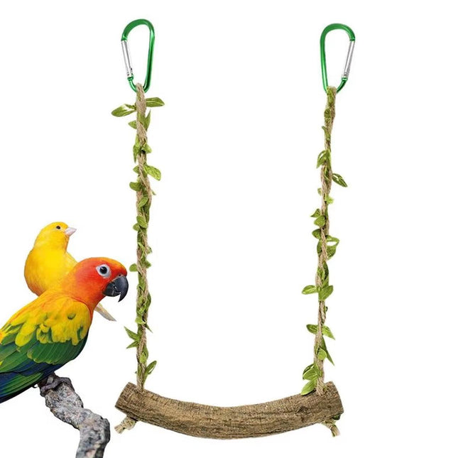 Parrot Swing Stand Wooden Pole Bird Perch Stick Climbing Toy Cage Accessory