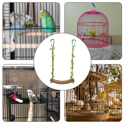 Parrot Swing Stand Wooden Pole Bird Perch Stick Climbing Toy Cage Accessory