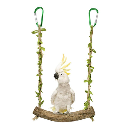 Parrot Swing Stand Wooden Pole Bird Perch Stick Climbing Toy Cage Accessory
