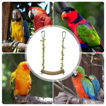 Parrot Swing Stand Wooden Pole Bird Perch Stick Climbing Toy Cage Accessory