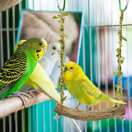 Parrot Swing Stand Wooden Pole Bird Perch Stick Climbing Toy Cage Accessory