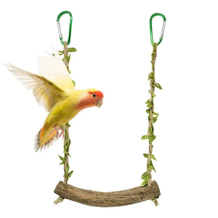 Parrot Swing Stand Wooden Pole Bird Perch Stick Climbing Toy Cage Accessory