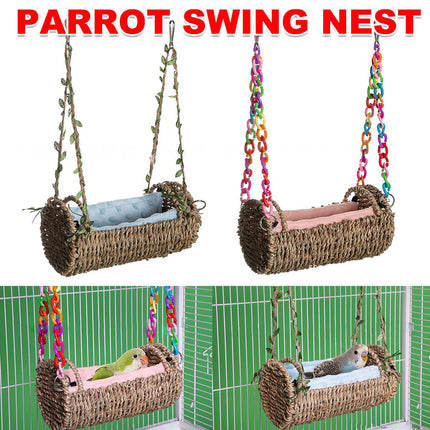 Parrot Toy Swing Hanging Bird House Cage Hammock Perch Play Stand Pet Accessory