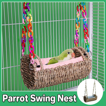 Parrot Toy Swing Hanging Bird House Cage Hammock Perch Play Stand Pet Accessory