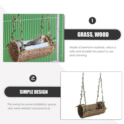 Parrot Toy Swing Hanging Bird House Cage Hammock Perch Play Stand Pet Accessory