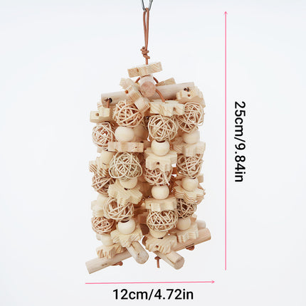 Wooden Parrot Chew Toy Bird Interactive Biting Toy Natural Rattan for Cage
