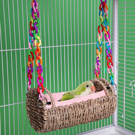 Parrot Toy Swing Hanging Bird House Cage Hammock Perch Play Stand Pet Accessory